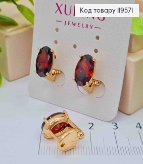Серьги с Красным камнем, 1,2см, итальянская застежка, Xuping 18K 119571 фото