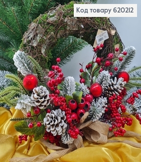 Венок из хвои с игрушками этно мох 620212 фото