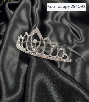 Диадема – маленькая Тиара под серебро с белыми камнями, 3,5см самая высокая точка. 294092 фото