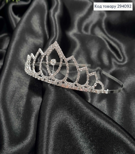Диадема – маленькая Тиара под серебро с белыми камнями, 3,5см самая высокая точка. 294092 фото 1