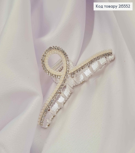 Краб метал 7см, ВУЗЛИК, срібного кольору в камінцях та бусинках 215552 фото 2