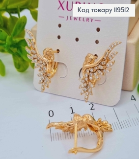 Серьги "Hedwig" с Блестящими камешками, 2,6см, английская застежка, Xuping 18K 119512 фото