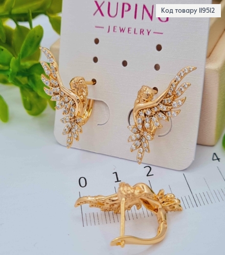 Серьги "Hedwig" с Блестящими камешками, 2,6см, английская застежка, Xuping 18K 119512 фото 1