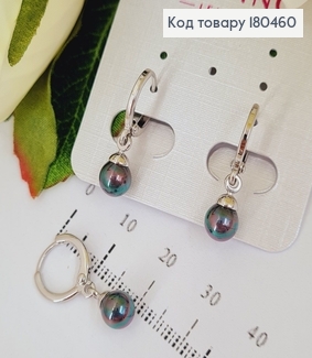 Серьги кольца с черной жемчужиной  родованные Xuping 180460 фото