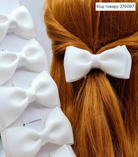 Бант МОЛОЧНЫЙ, на резинке, ткань репс, размер 8*4см, ручная работа 276067 фото 1