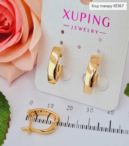 Сережки пластинка, 2см англ. заст.  Xuping 18K 115367 фото 1