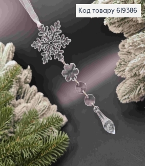 Фігурка "ПІДВІСКА сніжинок" ,довжина 17см, новорічна прикраса, пластик 619386 фото