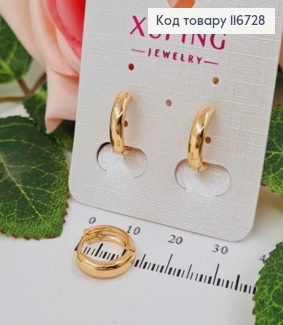 Сережки кільця 1см, класичні , Xuping 18К 116728 фото