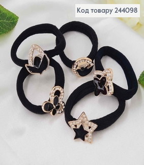 Резинка черная с разными пластинками в камешках,  244098 фото