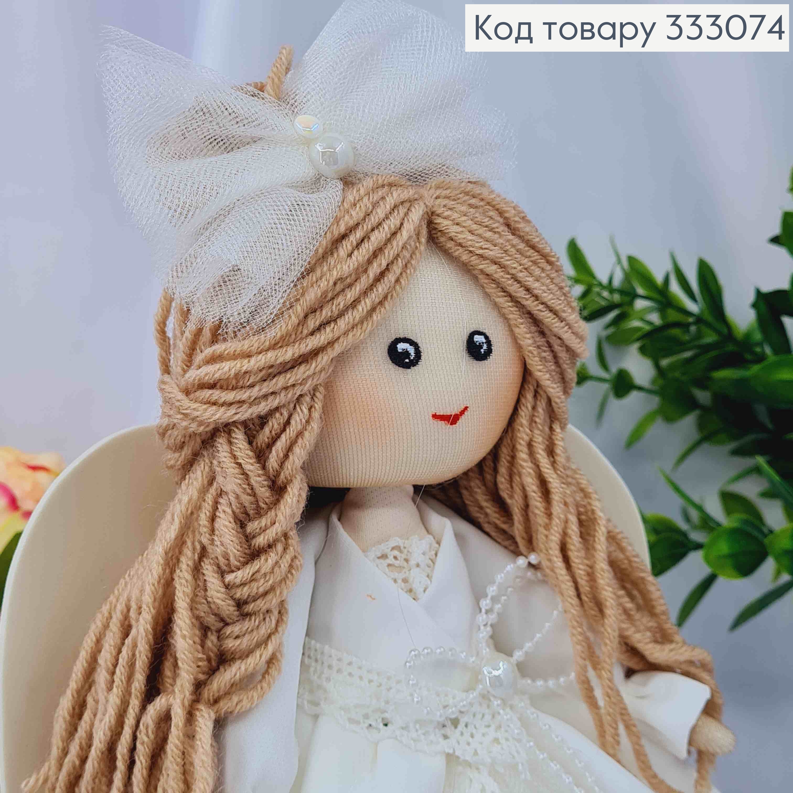 Кукла Девочка "АНГЛЯТ" с сумочкой в Белом наряде, высота 29см, ручная работа, Украина 333074 фото 2