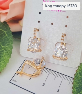 Серьги "Вена" с камнем, 1,5см, англ. зам. Xuping 18К 115780 фото