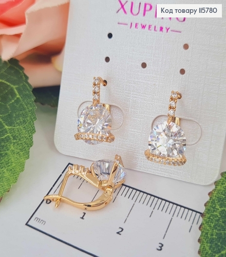 Серьги "Вена" с камнем, 1,5см, англ. зам. Xuping 18К 115780 фото 1