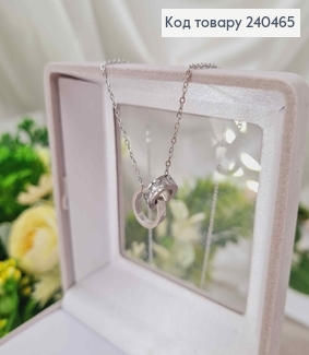 Цепочка серебряного цвета, с подвеской двумя шармиками, 40+5см, сталь Stainless Steel 240465 фото