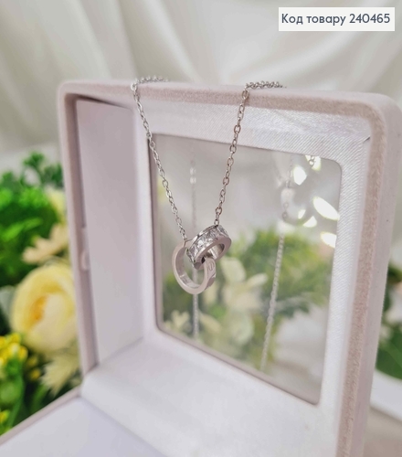 Цепочка серебряного цвета, с подвеской двумя шармиками, 40+5см, сталь Stainless Steel 240465 фото 1