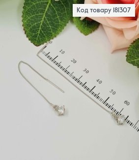 Сережки родовані протяжки з камінчиком, 8см Xuping  181307 фото