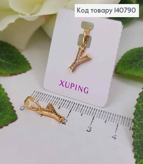 Кулон, Буква "Y" в камінцях, 1см, Xuping 18K 140790 фото