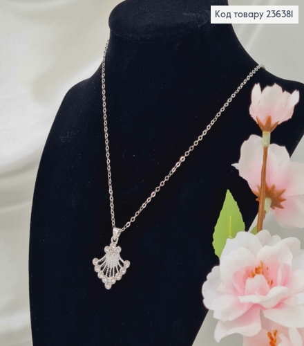 Біжутерія на шию, з підвіскою Віяло в камінцях, 42+6см, Fashion Jewelry 236381 фото 1