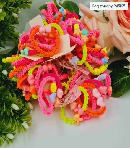 Резинка дитяча (50шт/уп), з фігурними Бусинками, Яскравих кольорів, 3,5см 245165 фото 1