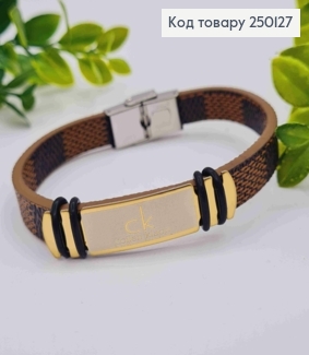 Браслет каучуковий з пластиною "CK" (coilen klaon), шир. 1см, довж. 21см, Stainless Steel 250127 фото