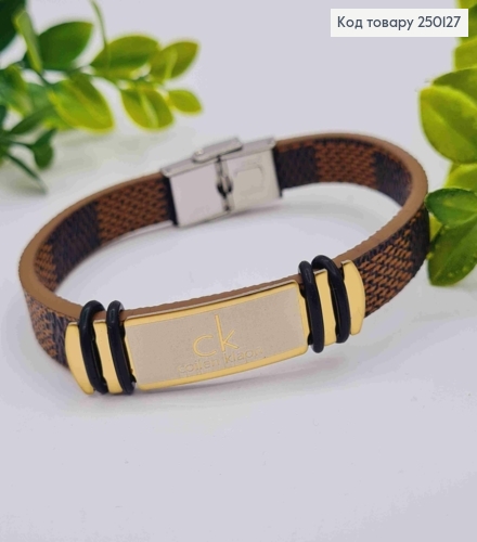 Браслет каучуковий з пластиною "CK" (coilen klaon), шир. 1см, довж. 21см, Stainless Steel 250127 фото 1