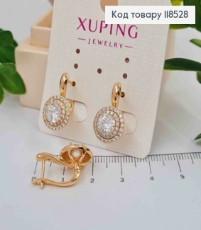 Серьги "Сияние Ночи", с Блестящим камнем в оправе из камней,1,9см, англ. зам., XUPING 18K 118528 фото