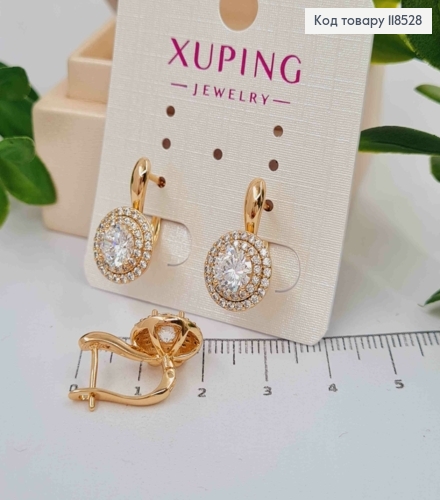 Серьги "Сияние Ночи", с Блестящим камнем в оправе из камней,1,9см, англ. зам., XUPING 18K 118528 фото 1