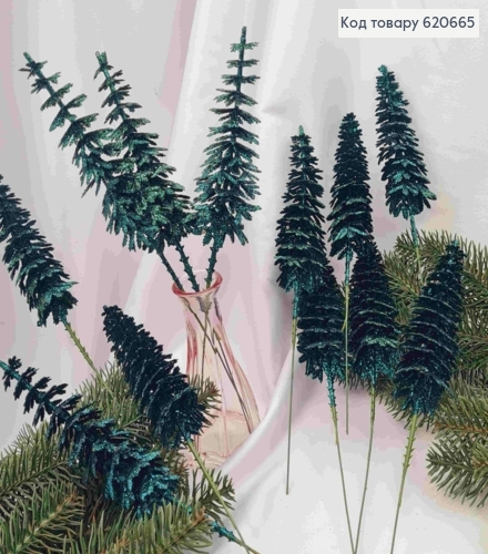 Декор Новогодний, "Елочка", ИЗУМРУДНОГО цвета, 28см (14см ножка+14см елка) 620665 фото 1