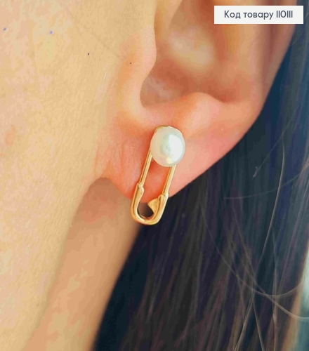 Серьги гвозди "Шпильки" с жемчужиной, дл. 1,6см, Xuping 18K 110111 фото 2