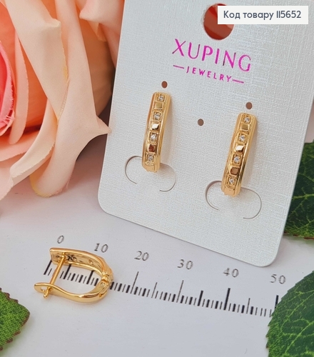 Серьги "Фреска" с камешками,1,5см, англ. зам. Xuping 18K 115652 фото 1