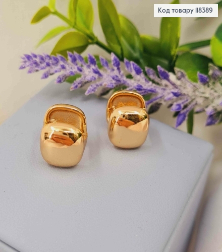 Серьги кольца "Квадратные", 1,2*1,2см, Xuping 18К 118389 фото 2