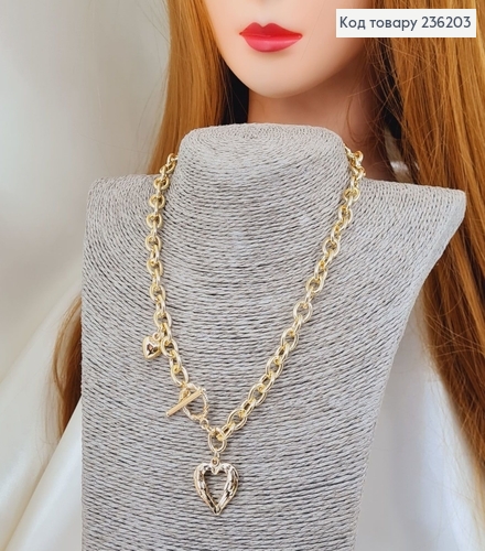 Біжутерія на шию  Ланцюжок з сердечком золотий 40 см 236203 фото 2