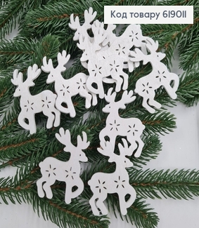 Набір олень  дерев'яні  білі  5*3,5 см 10 шт 619011 фото