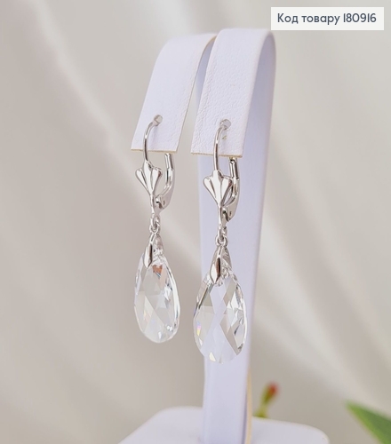 Сережки родовані з підвіскою Кристалом від Swarovski, 3,5*1см, Xuping 18К 180916 фото 1