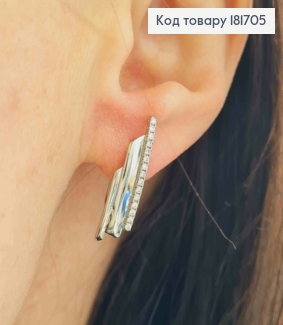 Серьги родованные украшены Блестящими камешками, 2,2см, английская застежка, Xuping 181705 фото