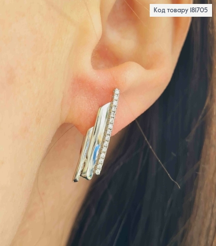 Серьги родованные украшены Блестящими камешками, 2,2см, английская застежка, Xuping 181705 фото 1