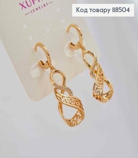 Серьги кольца (1,1см) с подвеской ВЕРСАЧЕ в камешках, 2,6см, Xuping 18К 118504 фото