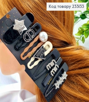 Набір : заколка стріла метал, MIN MIN-ModernGirl-Зірка з камінням, 5,5-6,5см, в Асортименті (7шт/уп) 233133 фото