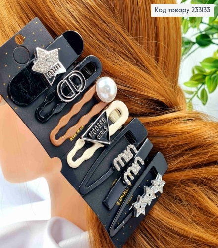 Набор : заколка стрела металл, MIN MIN-ModernGirl-Звезда с камнями, 5,5-6,5см, в ассортименте (7шт/уп) 233133 фото 1