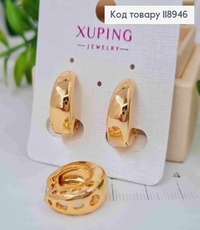 Серьги кольца расширены вниз, диаметр 1,7см, Xuping 18K 118946 фото