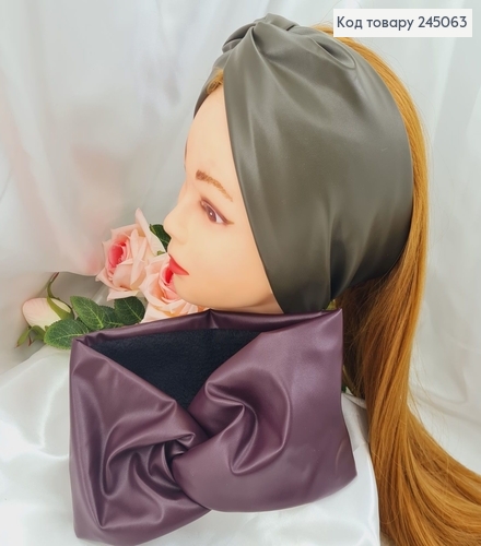 Повязка Екокожа на флисе БОРДО/ХАКИ в ассорт., 23*11,5см, Украина 275016 фото 1