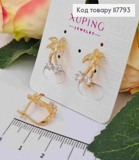 Серьги "Удивительные Вишни" с камешками, 1,6см, английская застежка, Xuping 18K 117793 фото