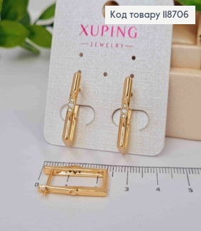 Серьги Квадратные украшены Блестящими камешками, 2,2см, английская застежка, Xuping 18K 118706 фото