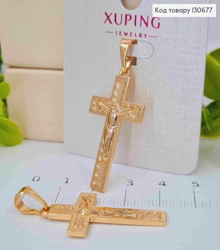 Крестик с распятием, 3,3*1,8см, Xuping 18К 130677 фото 1