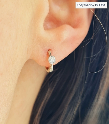 Сережки кільця родовані, "Каблучка" з камінцем, 1см. Xuping 180984 фото 2