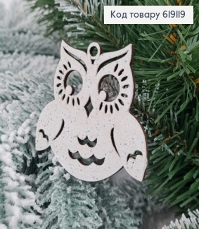 Іграшка на ялинку дерев'яна Сова, 7*6,5см, Україна 619119 фото
