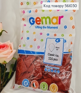 Воздушный шар  латексный  12' Gemar бордовая (30 см), 100 шт 561030 фото