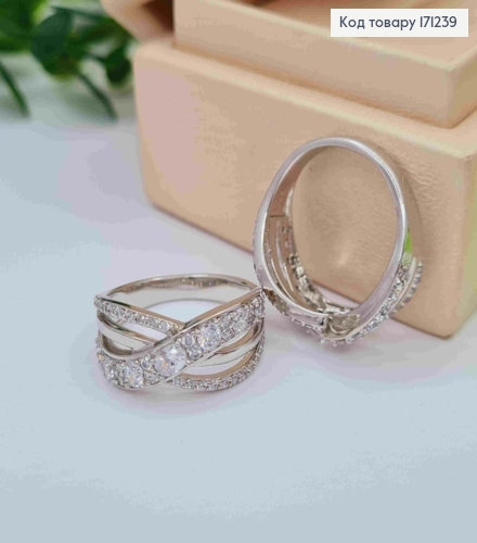 Перстень родований прикрашений Блискучими камінцями, Xuping  171239 фото 1