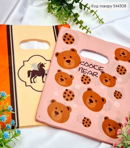 Пакет полиэтиленовый с принтом "Мишка" и "Единорог" в ассортименте, 100шт/уп, 25*20см 544308 фото 1