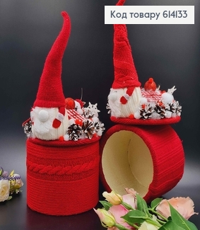 Дерев"яна коробка17*17см, з декоративною кришкою ЧЕРВОНА з гномиком 20см, ручна робота, УКраїна 614133 фото