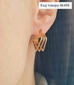 Серьги "Три Ромба", 1,9см. англ. зам. Xuping 18К 116496 фото